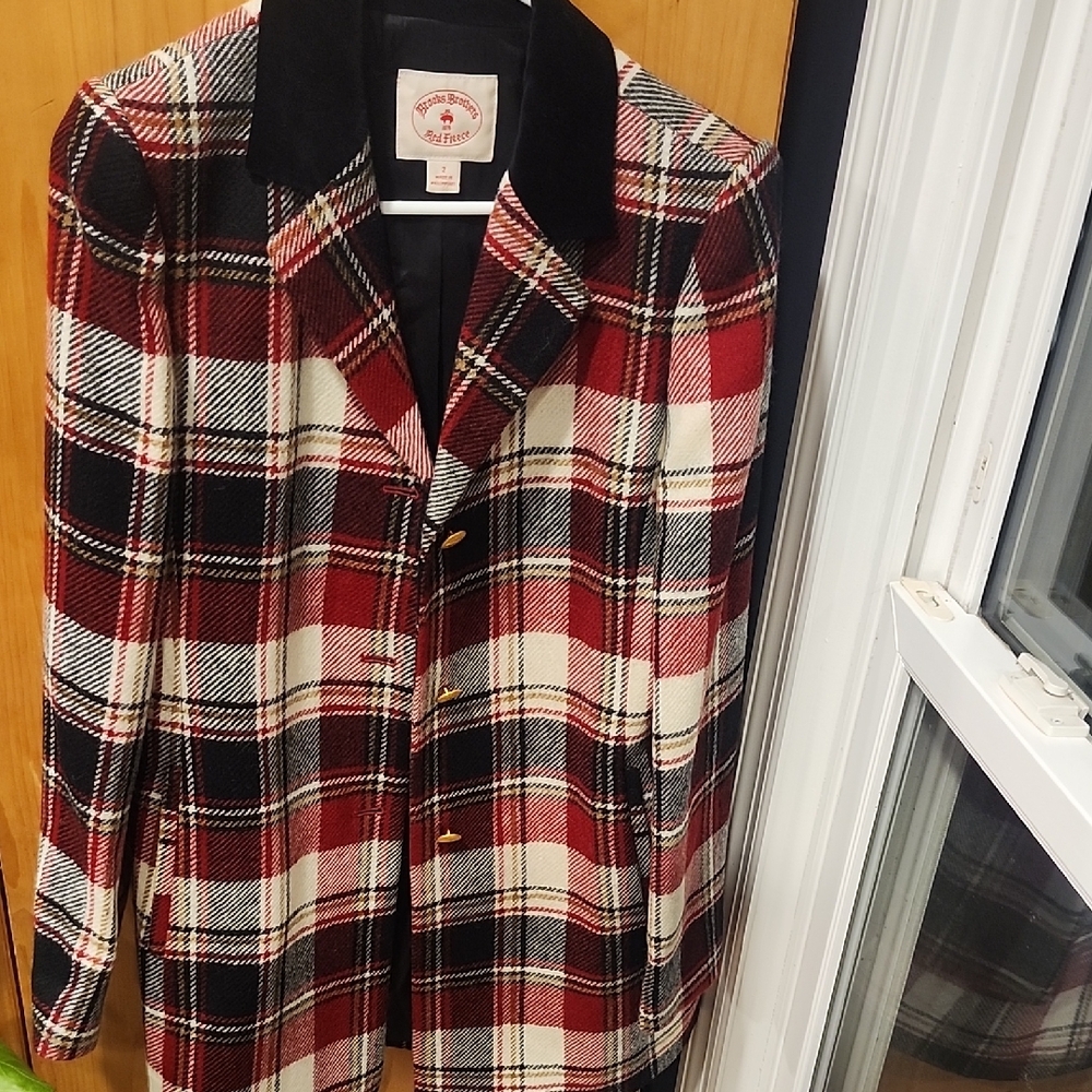 Vintage Books Brothers Plaid Wool Blazer with Velvet Collar